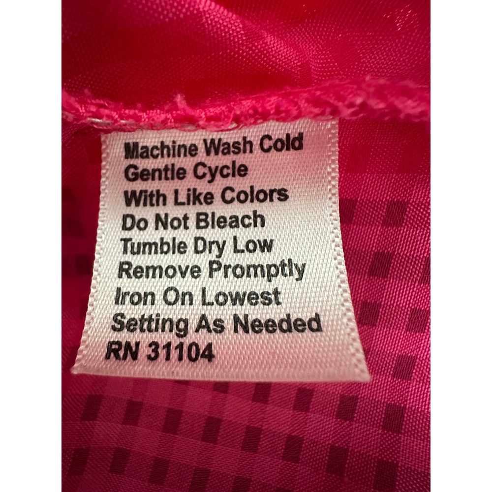 Kim Rogers 3/4 sleeve Sheer Material Pink Shirt Size M Button Up Faint Check - Picture 5 of 6